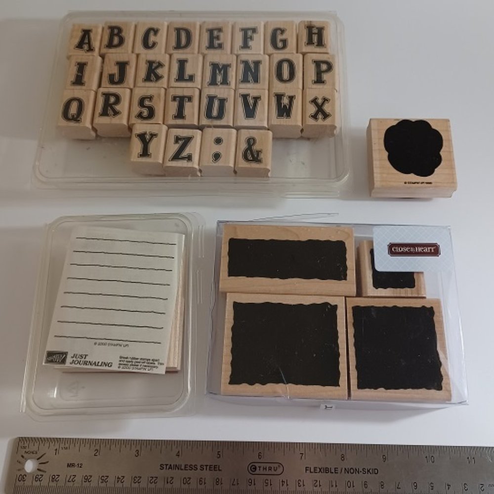 Stampin Up Just Journaling JRL CTMH Block Basics Alphabet Rubber Stamp Lot